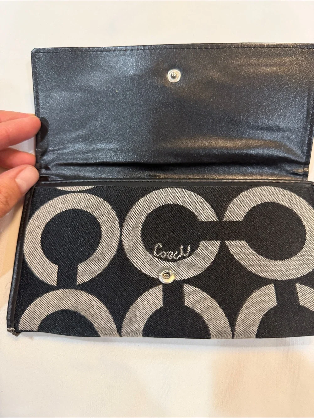 Coach Signature Logo Wallets in Black and Gold - Set of 2